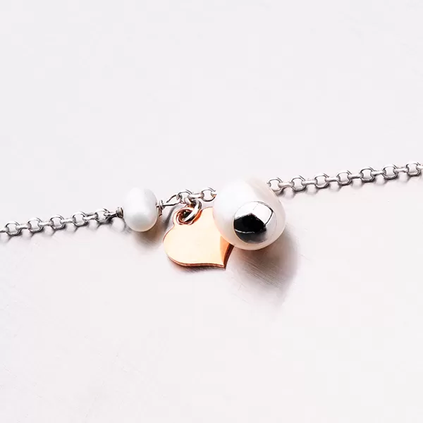 Náramek s perlami a srdcem 92003043-66-SLX