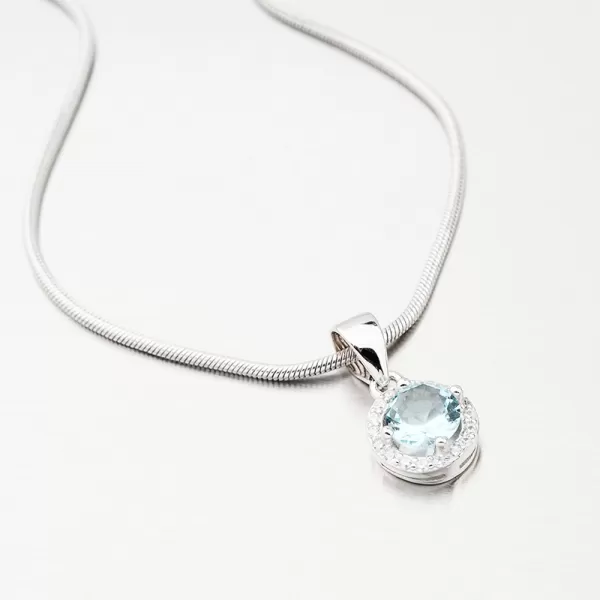 Kulatý přívěsek s modrým zirkonem HST-13197