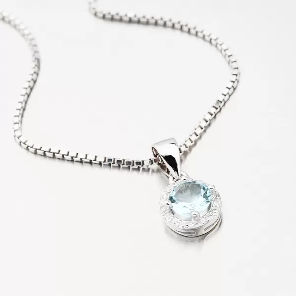 Kulatý přívěsek s modrým zirkonem HST-13197