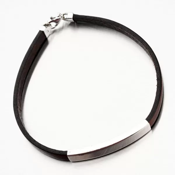 Pánský kožený náramek - stříbro 925 B1504447-0348-SLX