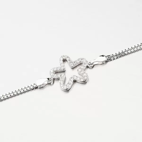 Stříbrný náramek se zirkony květina BST-14486/18