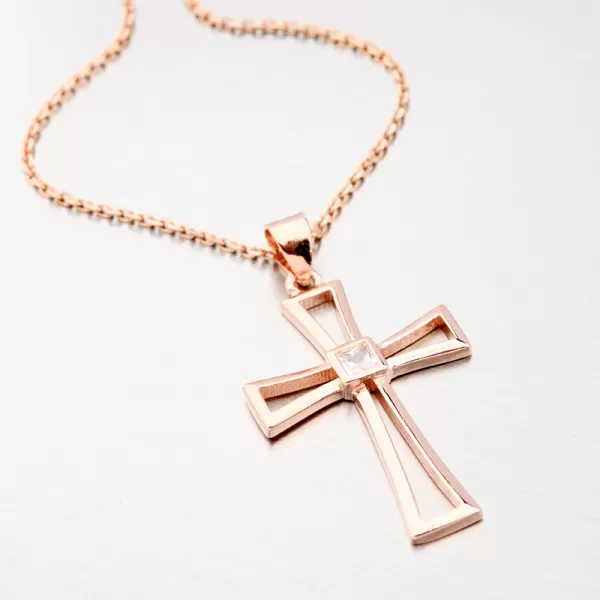 Zlacený křížek s zirkonem HST-13694-R