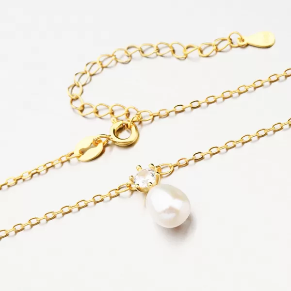 Stříbrný zlacený náhrdelník s perlou SETST-15294RP-G