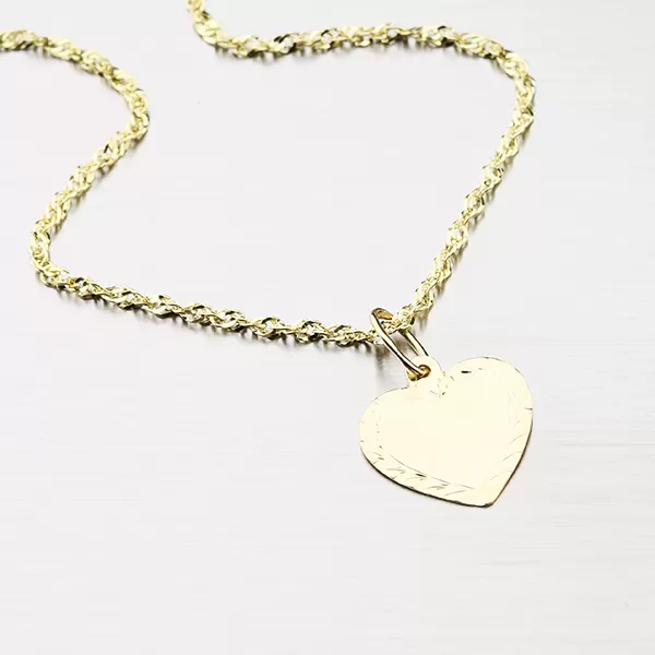 Zlatý přívěsek ve tvaru srdce s gravírováním 322P-131038