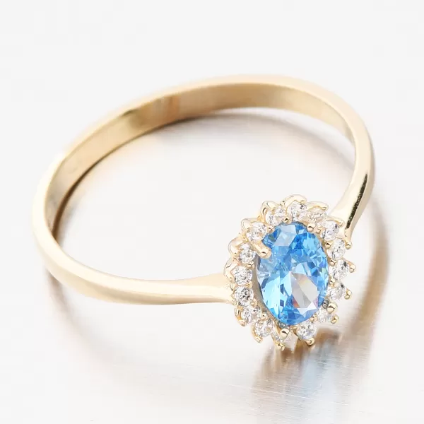 Zlatý prsten s akvamarínem 11-322