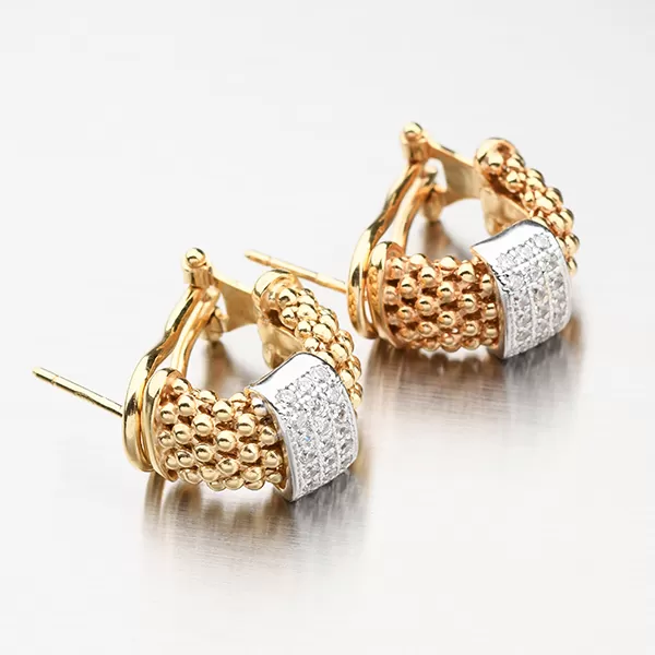 Náušnice se zirkony v barvě žlutého zlata E1501643-2196-SLX