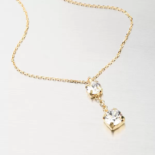 Náhrdelník s krystaly v barvě žlutého zlata N1900175-2120-SLX