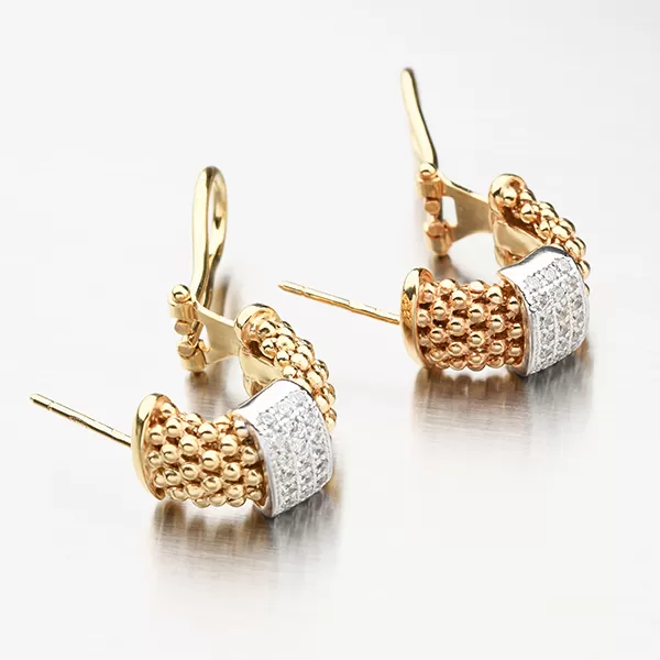 Náušnice se zirkony v barvě žlutého zlata E1501643-2196-SLX