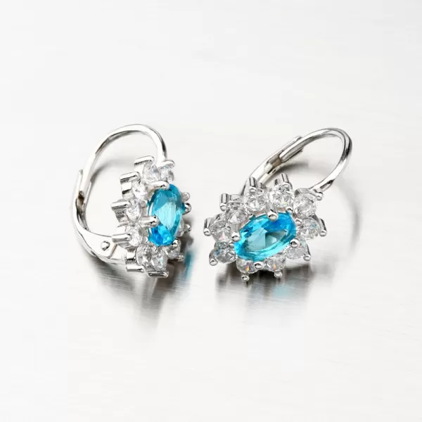 Náušnice ze stříbra s modrým zirkonem PKL-2104