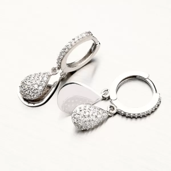 Stříbrné kruhy se zirkony a s přívěsky PKL-2084