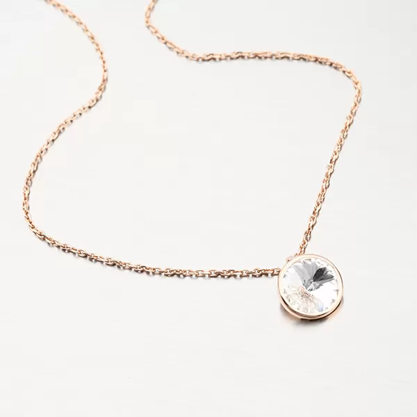 Náhrdelník pozlacený růžovým zlatem s krystalem N1402520-2120-SLX