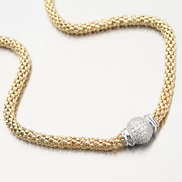 Zlacený stříbrný náhrdelník se zirkony N1900542-2196-SLX