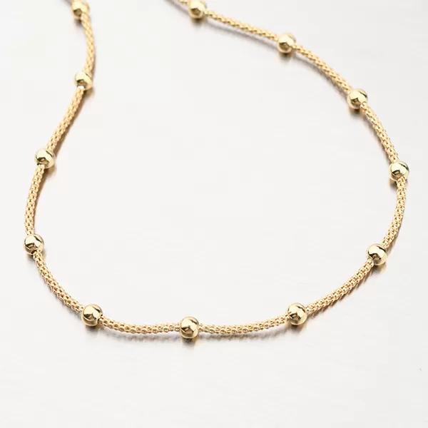 Zlacený stříbrný náhrdelník s kuličkami N2100005-0850-SLX