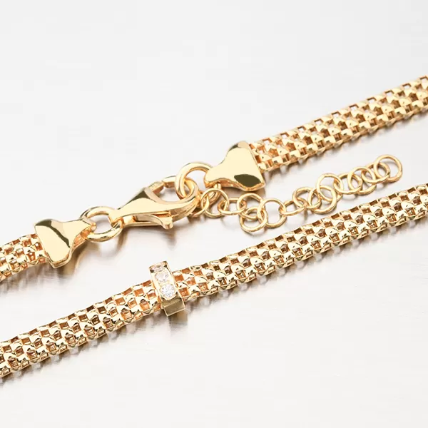 Zlacený stříbrný náhrdelník se zirkony N1300491-1264-SLX