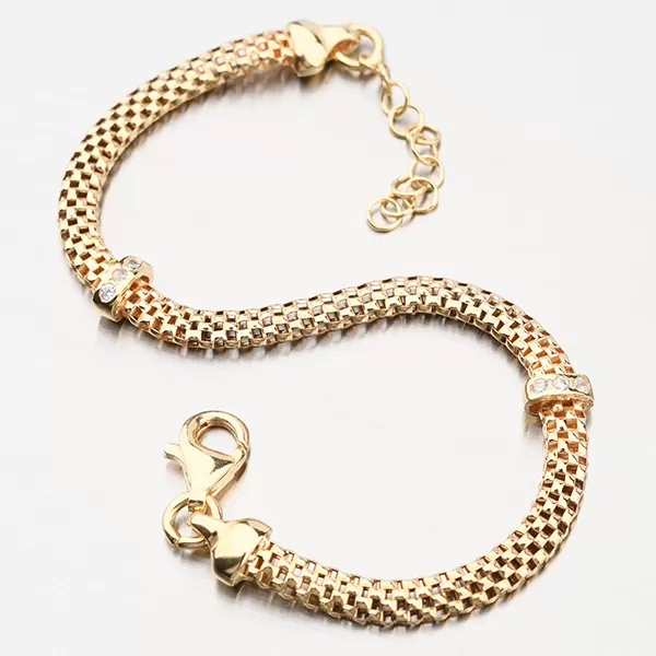 Pozlacený stříbrný náramek se zirkony B1400707-1264-SLX