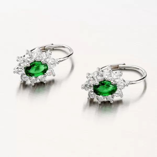 Náušnice ze stříbra se zeleným zirkonem PKL-2100