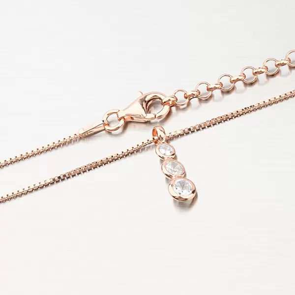 Růžovým zlatem pozlacený náhrdelník se zirkony N1400568-0398-SLX