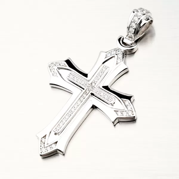 Stříbrný přívěsek kříž se zirkony PKL-3085
