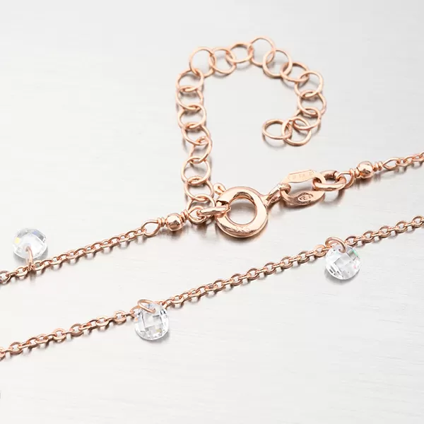 Náhrdelník pozlacený růžovým zlatem s krystaly N1803391-1905-SLX