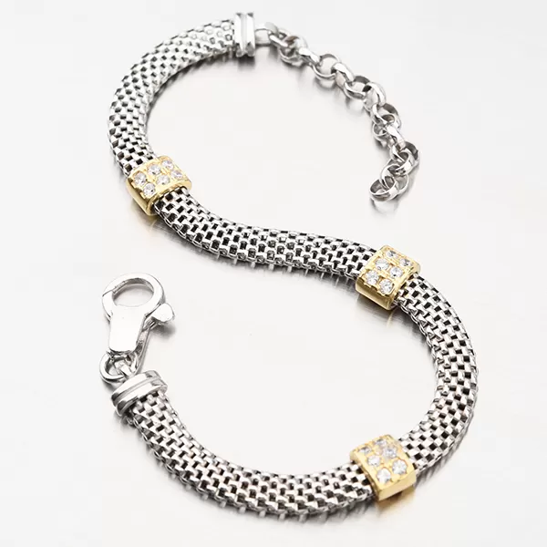 Pozlacený stříbrný náramek se zirkony B1400751-1304-SLX