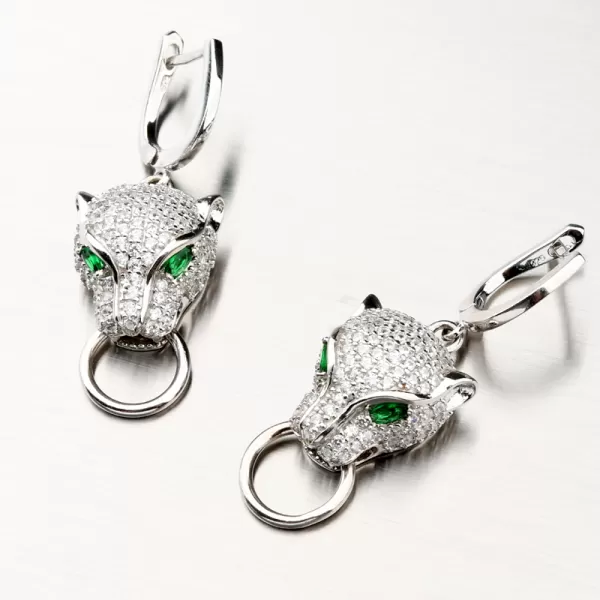 Stříbrné náušnice ve tvaru tygra se zirkony PKL-2106