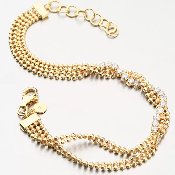 Pozlacený náramek se zirkony - stříbro 925 B1701026-1256-SLX