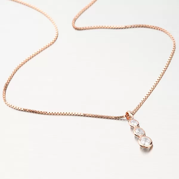 Růžovým zlatem pozlacený náhrdelník se zirkony N1400568-0398-SLX