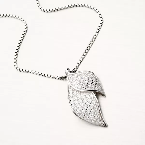 Stříbrný přívěsek lístky se zirkony PKL-3076