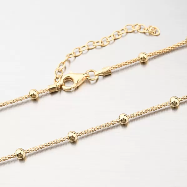 Zlacený stříbrný náhrdelník s kuličkami N2100005-0850-SLX