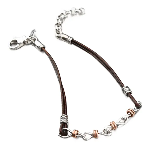 Náramek stříbro 925 kůže 92003043-71-SLX