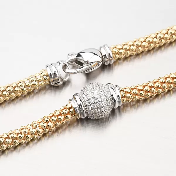 Zlacený stříbrný náhrdelník se zirkony N1900542-2196-SLX