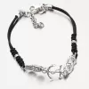 Náramek s textilem a s kotvou - stříbro 925 B1501907-1397-SLX