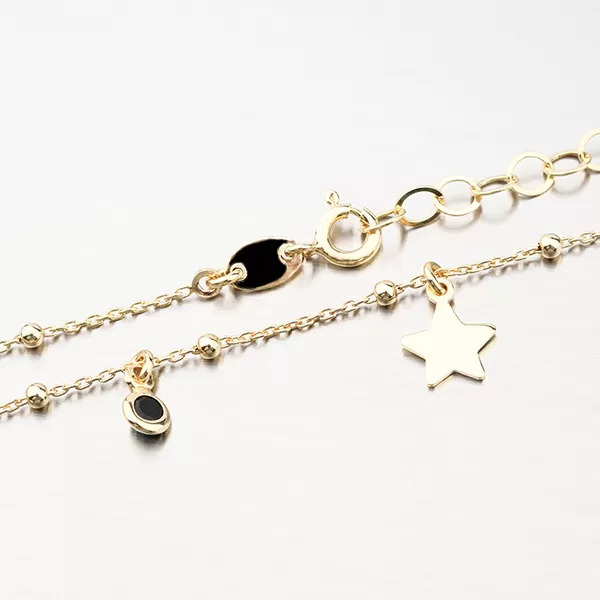 Zlacený stříbrný náhrdelník s krystaly a hvězdičkami N2001375-2120-SLX