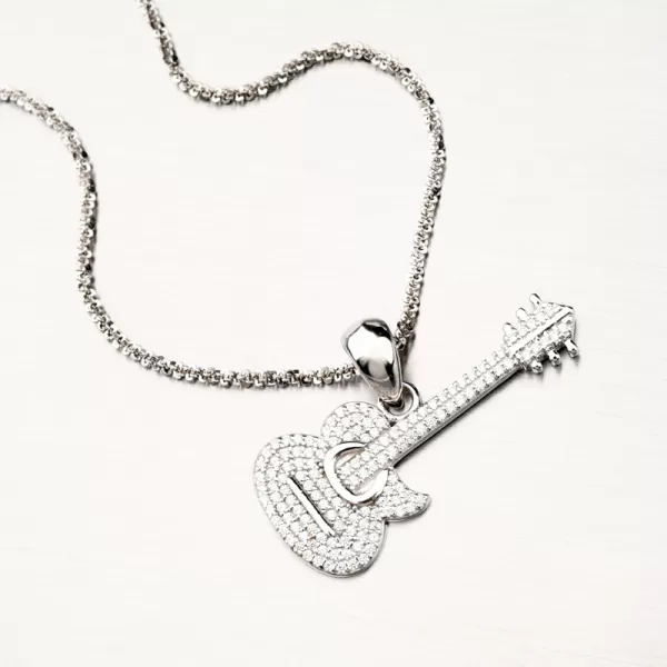 Stříbrný přívěsek elektrická kytara se zirkony PKL-3107