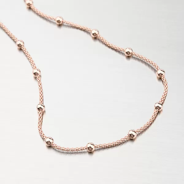 Stříbrný náhrdelník v barvě růžového zlata N2100004-0850-SLX
