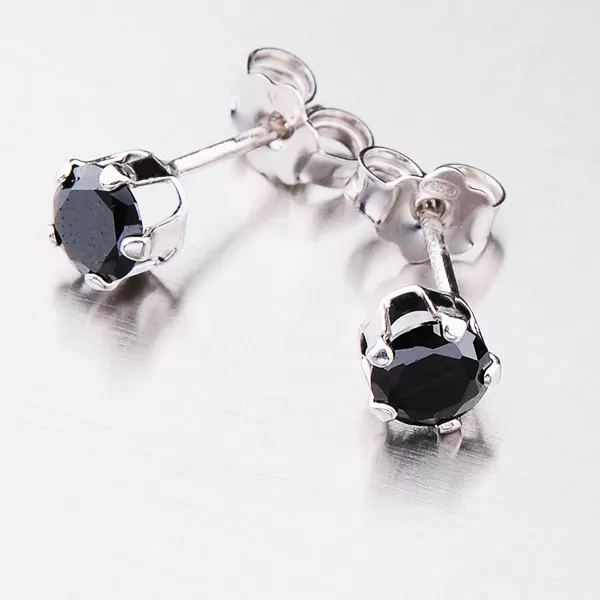 Stříbrné náušnice pecky s černým zirkonem E1400234-0851-SLX