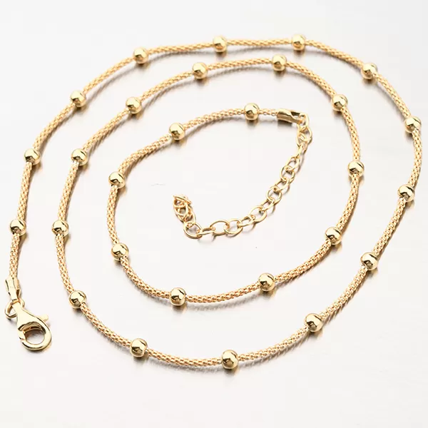 Zlacený stříbrný náhrdelník s kuličkami N2100005-0850-SLX