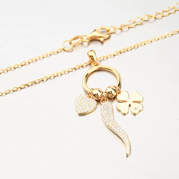 Zlacený stříbrný náhrdelník s přívěsky N2100512-1905-SLX