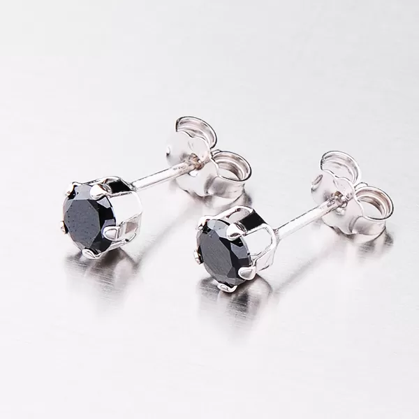 Stříbrné náušnice pecky s černým zirkonem E1400234-0851-SLX