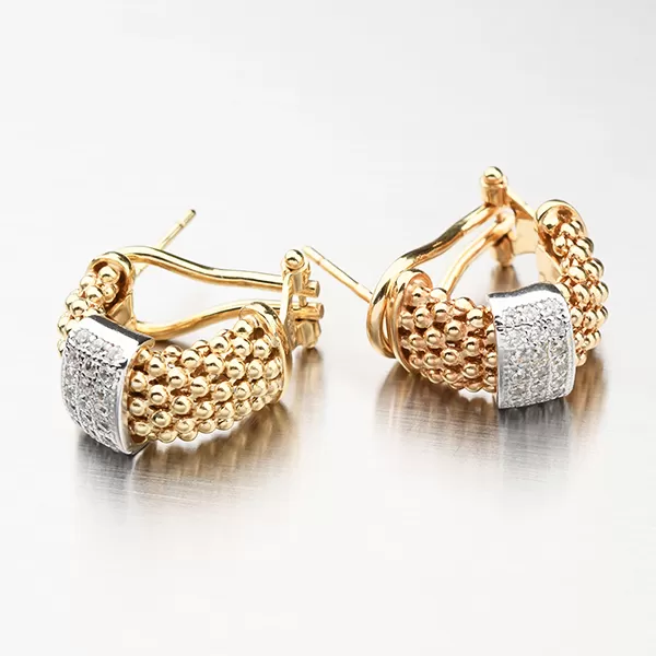 Náušnice se zirkony v barvě žlutého zlata E1501643-2196-SLX