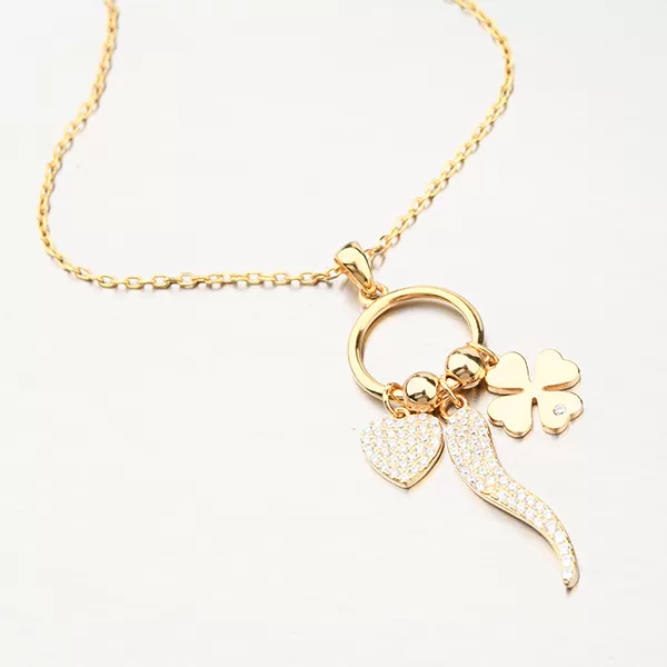 Zlacený stříbrný náhrdelník s přívěsky N2100512-1905-SLX