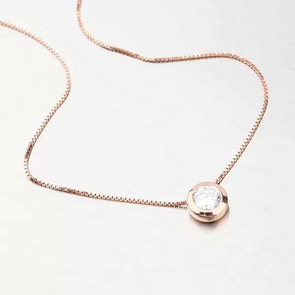 Růžovým zlatem pozlacený náhrdelník se zirkonem N1400019-0871-SLX