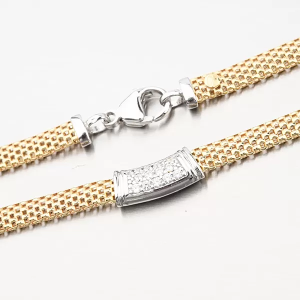 Zlacený stříbrný náhrdelník se zirkony N1902536-2196-SLX