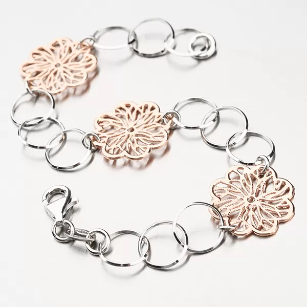 Stříbrný náramek s kytičkami 92003043-73-SLX