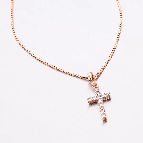 Zlatý kříž se zirkony z obou stran 53DZ-60100CV-ZIR