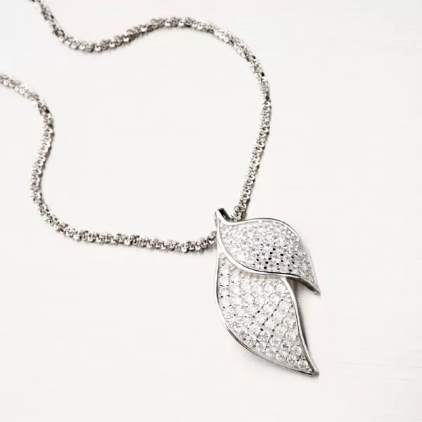 Stříbrný přívěsek lístky se zirkony PKL-3076