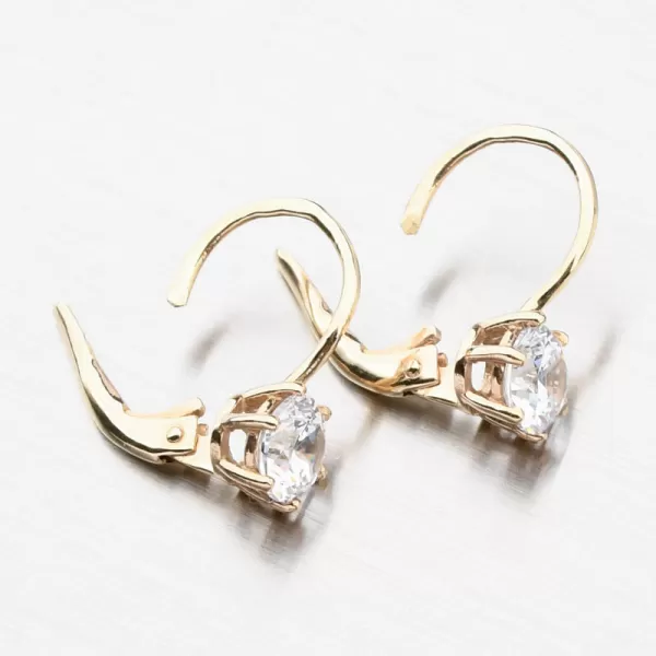 Zlaté náušnice - korunky se zirkony 663P-120658