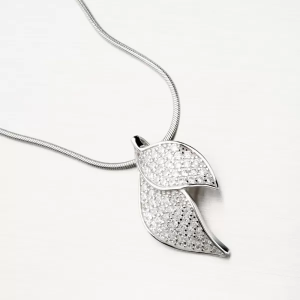 Stříbrný přívěsek lístky se zirkony PKL-3076