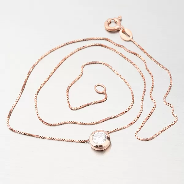 Růžovým zlatem pozlacený náhrdelník se zirkonem N1400019-0871-SLX