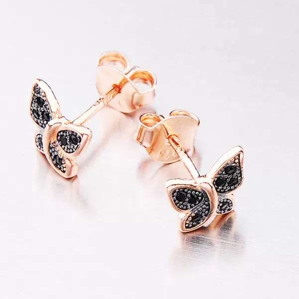 Stříbrné náušnice motýlci v barvě růžového zlata E1703978-2281-SLX